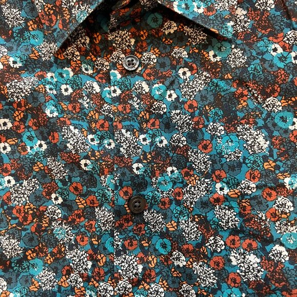 Perry Ellis Mens Slim Fit Button Down Floral Pattern Dress Shirt Size M - Picture 4 of 8